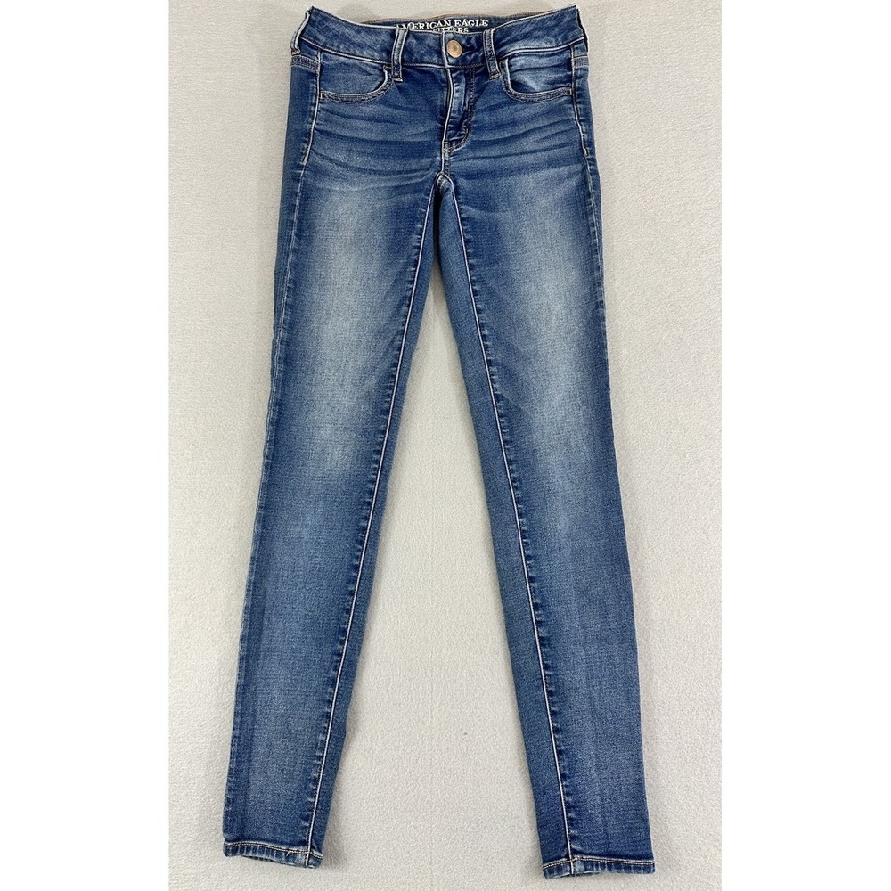 American Eagle 86% Cotton Skinny Super Stretch Jegging Medium Wash Women's Size